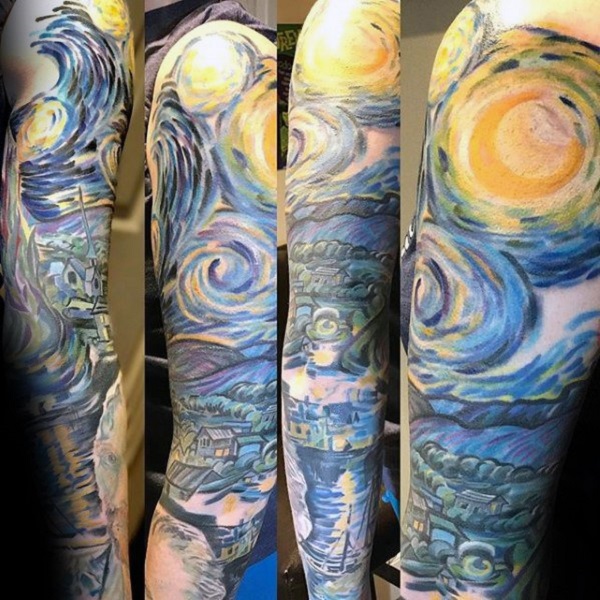 vincent van gogh tetování Starry Night Sleeve Full sleeveTetování