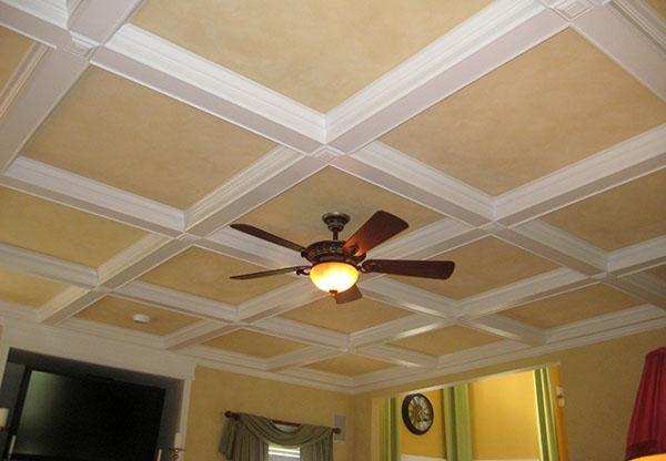 panneaux de plafond dans le salon