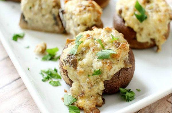 champiñones con relleno de queso