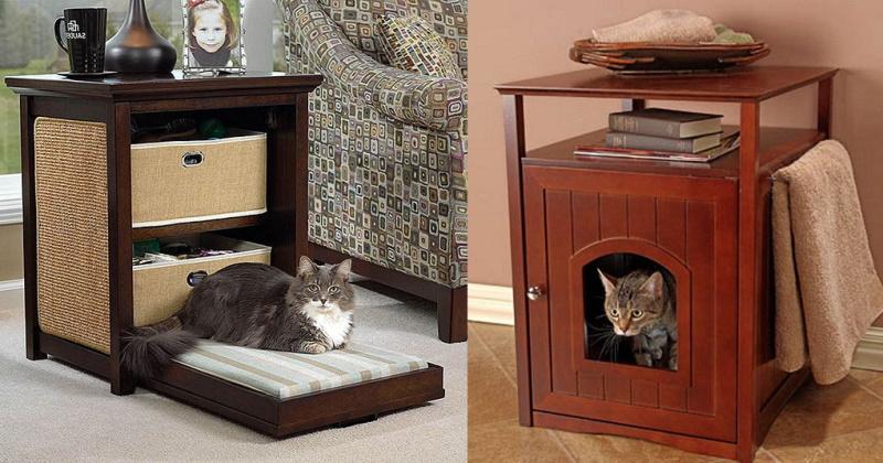 casa para gatos integrada en muebles