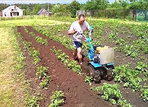 Motoblock para aporcar patatas